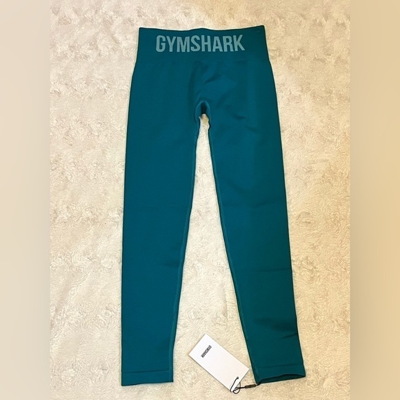 Gymshark Womens Fit Seamless Mid Rise Leggings – Emerald/Aqua Green size XS - Picture 4 of 6